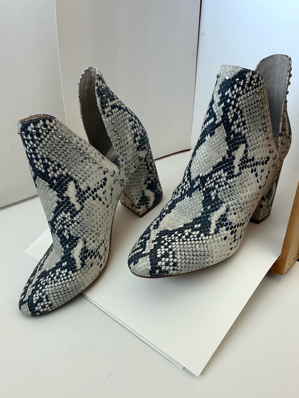 Steve Madden Rookie Snake Print Ankle Booties Cutout Accent